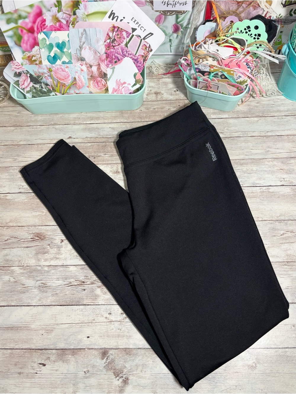 Reebok Play Dry Black Leggings Girl’s Size Large (12-14) Activewear Sporty 2010s
